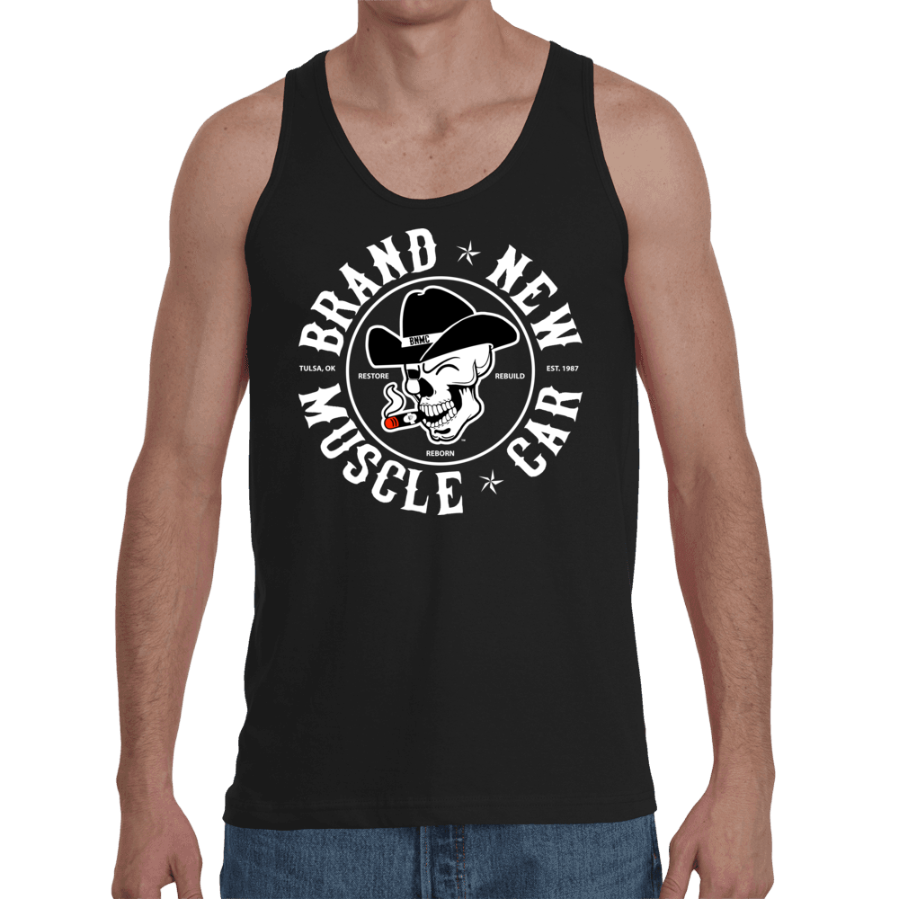Brand New Muscle Car Tank Top Mens Design 1 White Ink FRONT ONLY