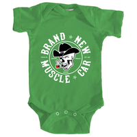 Brand New Muscle Car Bodysuit Infant Baby Design 1 White Ink FRONT ONLY